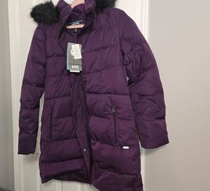 Lands' End Deep Purple Jacket with Faux Fur Trim BNWT
